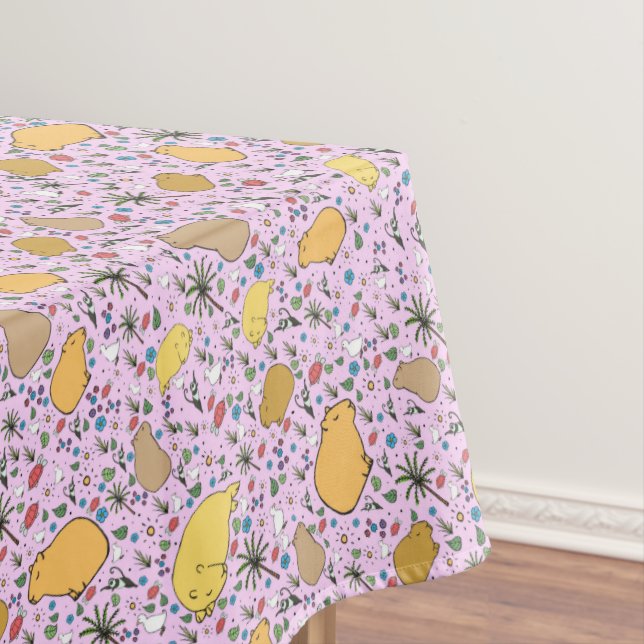 Toalha De Mesa Capybaras a rosa (Posição Original)