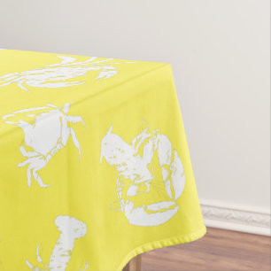 Toalha De Mesa Caranguejo Branco Amarelo-Costeiro e Padrão de Lag