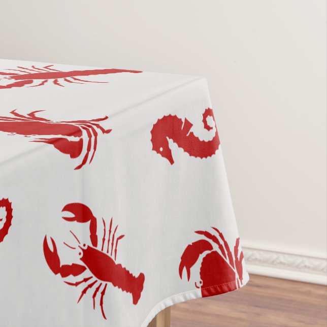 Toalha De Mesa Caranguejo-lagosta, crimson, padrão de cinza (Posição Original)