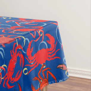 Toalha De Mesa Caranguejos Padrãox4 Azul BG