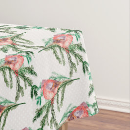 Toalha De Mesa Cardeais Vermelhos no Natal das Sucursais Verdes