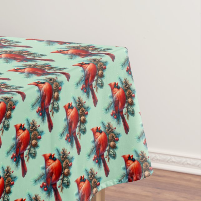 Toalha De Mesa Cardeal em Pine Branch com Berries de inverno (Posição Original)
