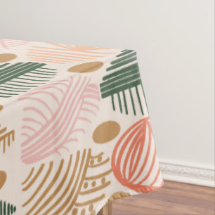 Toalha De Mesa Caribe Tribal Mudcloth: Boho Dark Verde, Rosa