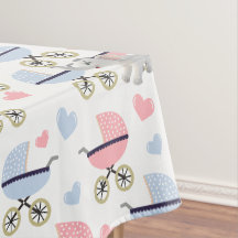 Toalha de mesa Carrinho de Bebê Cegonha Rosa Azul