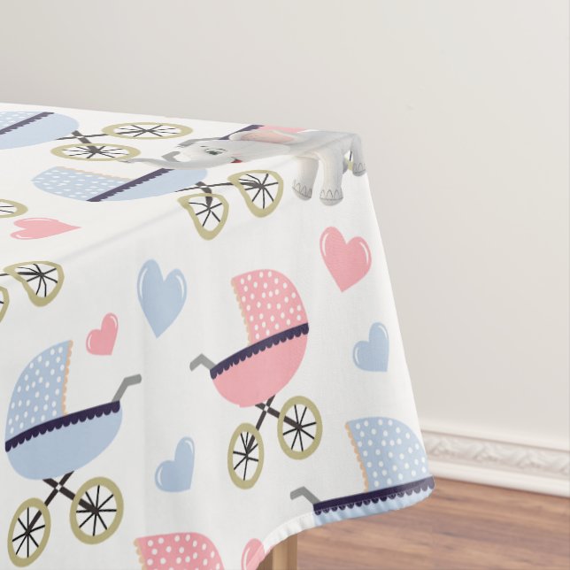 Toalha de mesa Carrinho de Bebê Cegonha Rosa Azul  (Posição Original)