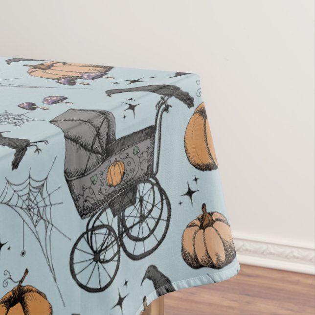 Toalha de Mesa Carrinho de Bebê Vitoriano Azul Gót (Posição Original)