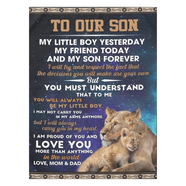 Toalha De Mesa Carta Personalizada Ao Nosso Filho (Frente)