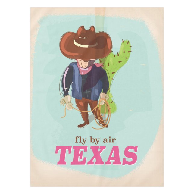 Toalha De Mesa Cartaz de viagem de cowboy retro Texas (Frente)
