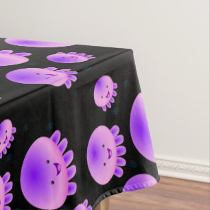 Toalha De Mesa Cartografia de medusa-púrpura-rosa-branca kawaii