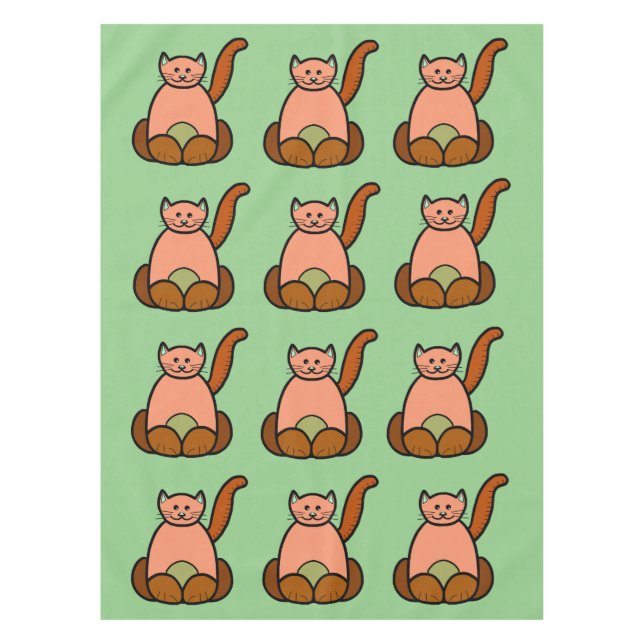 Toalha De Mesa Cartoon de gato marrom (Frente)