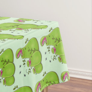 Toalha De Mesa Cartoon de plantas carnívoras verdes e engraçadas