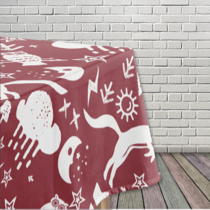 Toalha De Mesa Casa de Caça com Padrão de Raposa, Cervo e Urso