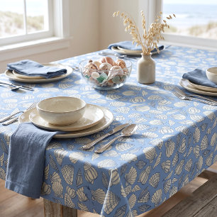 Toalha De Mesa Casa de Praia de Conchas Azul