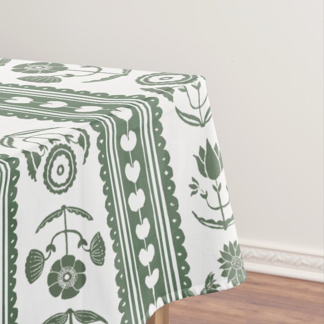 Toalha De Mesa Casamento com Impressão Botânica Verde e Branco (Posição Original)