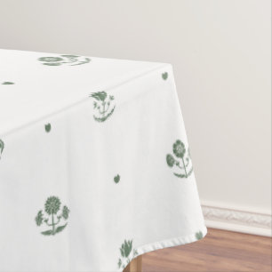 Toalha De Mesa Casamento com Impressão Botânica Verde e Branco