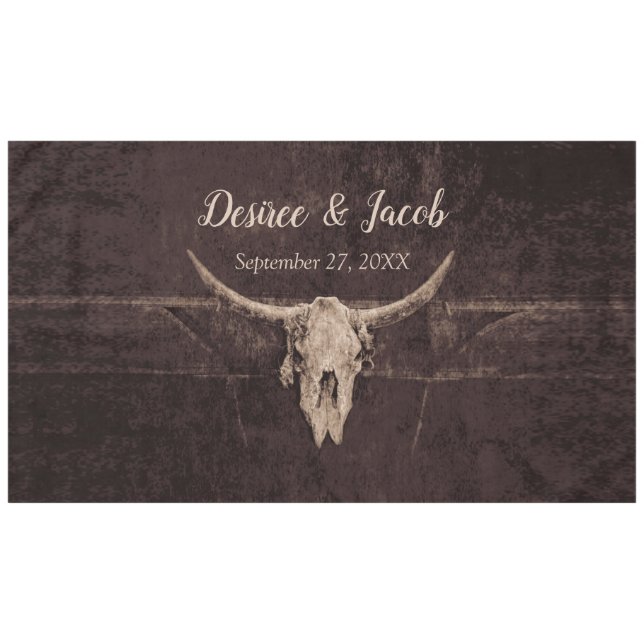 Toalha De Mesa Casamento de Textura do País Ocidental Rustic Bull (Frente (Horizontal))