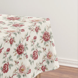 Toalha De Mesa Casamento Floral Creme Vermelho Bastante Chic