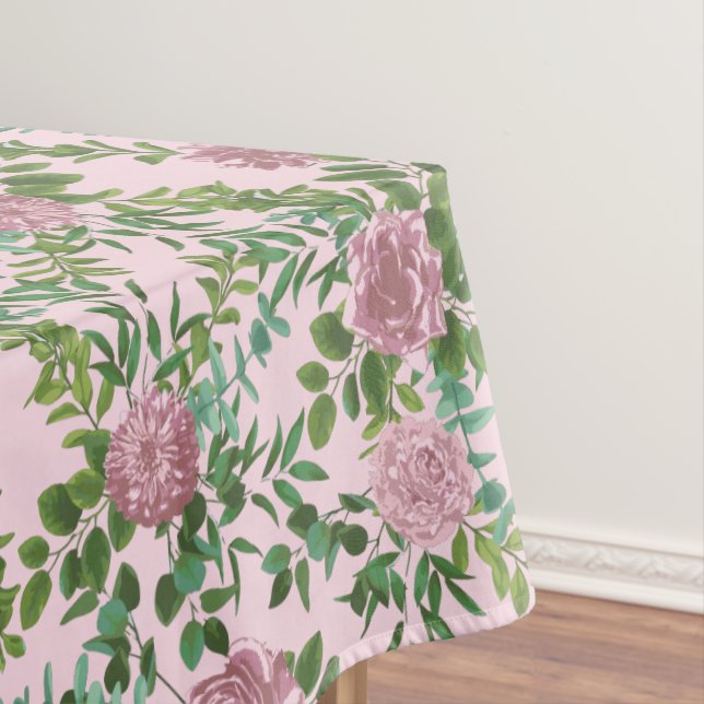 Toalha De Mesa Casamento Floral de Peônia Rosa Claro e Rosa (Posição Original)