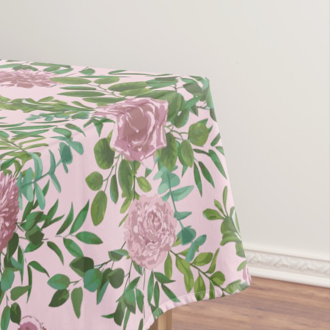 Toalha De Mesa Casamento Floral de Peônia Rosa Claro e Rosa (Posição Original)