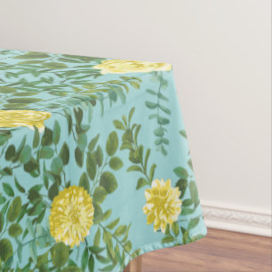 Toalha De Mesa Casamento Floral de Rosa Aqua Amarelo e Teal Claro