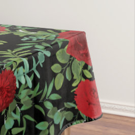 Toalha De Mesa Casamento Floral de Rosa de Peônia Negra e Vermelh