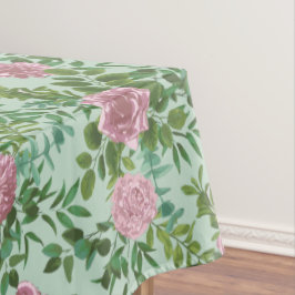Toalha De Mesa Casamento Floral de Rosa de Peony Rosa Verde-claro