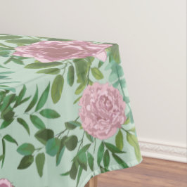 Toalha De Mesa Casamento Floral de Rosa de Peony Rosa Verde-claro