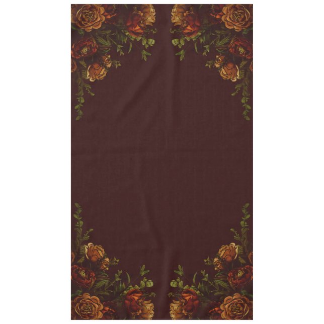 Toalha De Mesa Casamento Gótico Fall Maroon Laranja Russo (Frente)