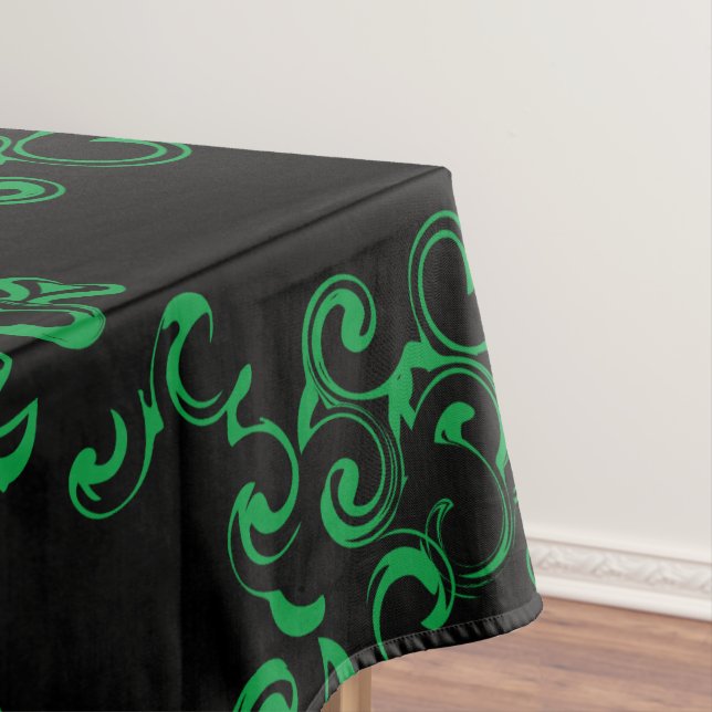 Toalha De Mesa Casamento Gótico Negra e Verde (Posição Original)