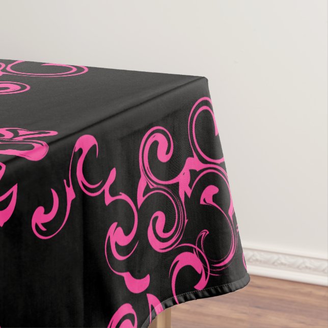 Toalha De Mesa Casamento Gótico Quente-Rosa e Negro (Posição Original)
