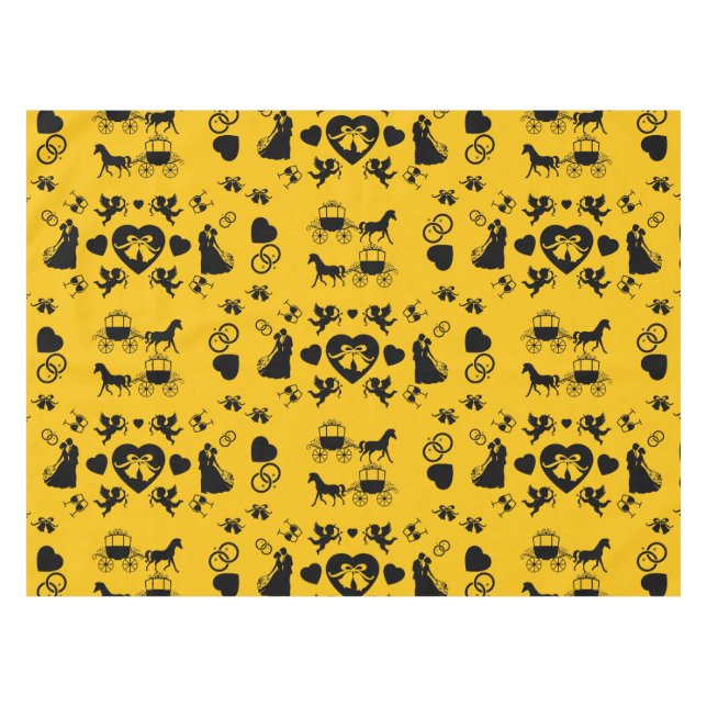 Toalha De Mesa Casamento Romântico De Cavalo E Carrinho (Frente (Horizontal))