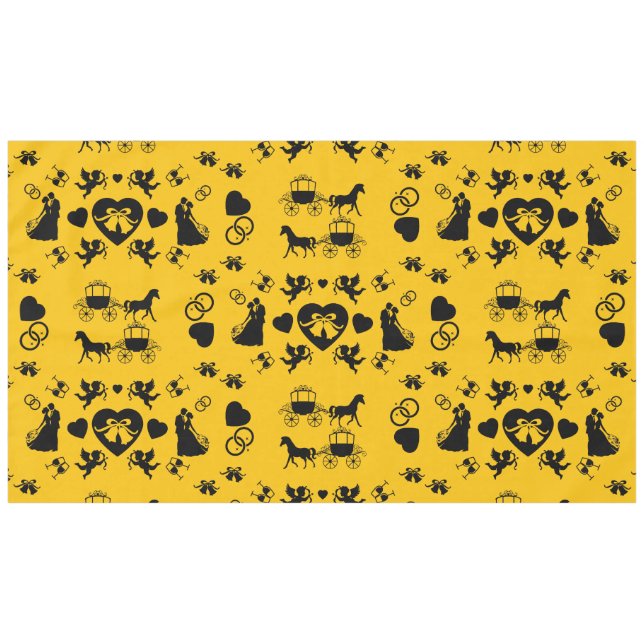 Toalha De Mesa Casamento Romântico De Cavalo E Carrinho (Frente (Horizontal))