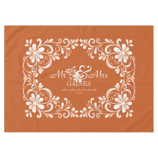 Toalha De Mesa Casamento Romântico Queimado Laranja Shabby Chic S