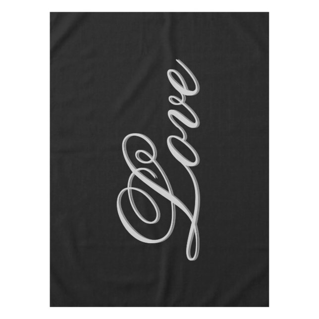 Toalha De Mesa Casamento Sofisticado Cinza Preto Amor (Frente)