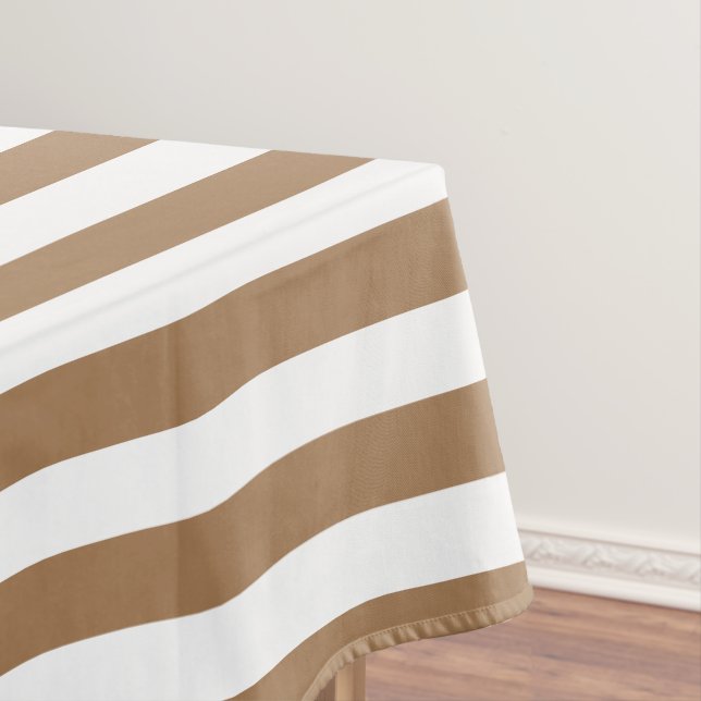 Toalha De Mesa Castanho Clássico e Stripes Brancas (Posição Original)