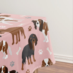 Toalha De Mesa Cavalier King Charles Spaniel Paws e Bones