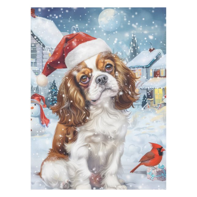 Toalha De Mesa Cavalier King Winter Wonderland Natal Joy (Frente)