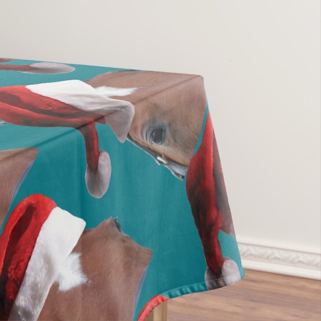Toalha De Mesa Cavalo de Natal Santa Hat (Posição Original)
