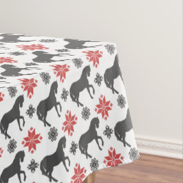 Toalha De Mesa Cavalo vermelho e preto do Natal