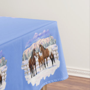 Toalha De Mesa Cavalos Appaloosa De Baía Castanha Em Neve