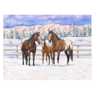 Toalha De Mesa Cavalos Appaloosa De Baía Castanha Em Neve