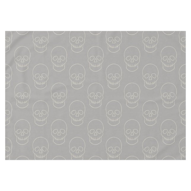 Toalha De Mesa Caveira - Cinza fantasma e branco ósseo (Frente (Horizontal))