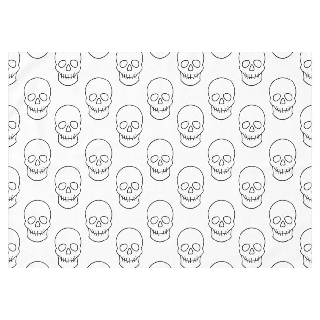 Toalha De Mesa Caveira - Preto e Branco (Frente (Horizontal))