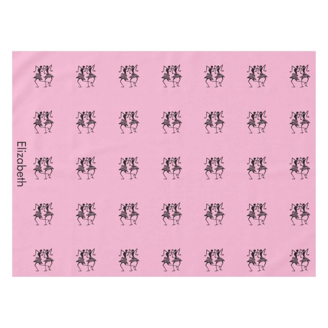 Toalha De Mesa Celebração de silhuetas pretas, cor-de-rosa-branca (Frente (Horizontal))