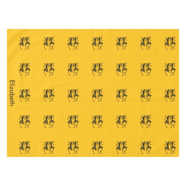 Toalha De Mesa Celebração de Silhuette Laranja preto (Frente (Horizontal))