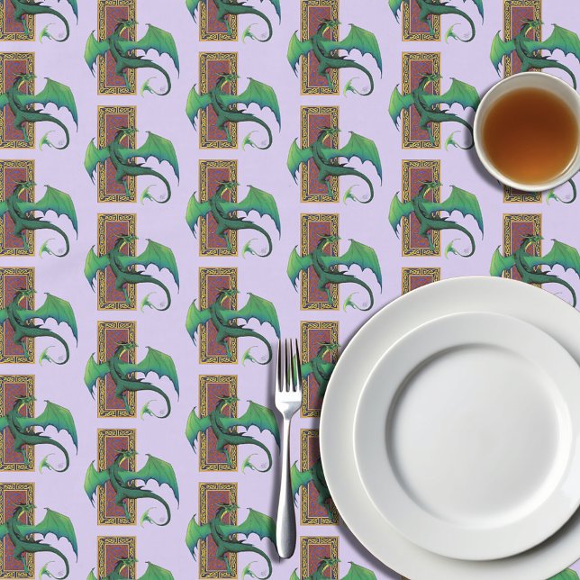 Toalha De Mesa Celtic Knot Trabalha Dragão Verde Roxo (Criador carregado)