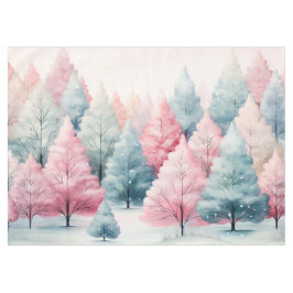 Toalha De Mesa Cena de inverno das Árvores de Quartel e Rosa