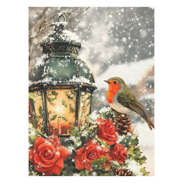 Toalha De Mesa Cena de Wonderland de inverno Festivo (Frente)