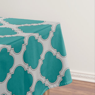 Toalha De Mesa Cerceta e cinzas de Quatrefoil