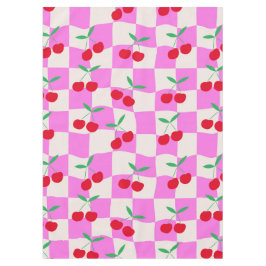 Toalha De Mesa Cerejas verificadas em pranchas de xadrez cor-de-r